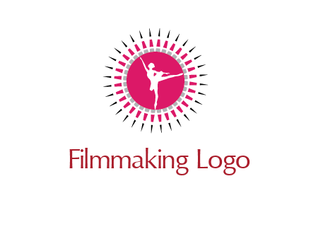 dancing ballerina in fancy pointy circle arts logo icon