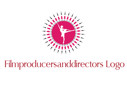 dancing ballerina in fancy pointy circle arts logo icon