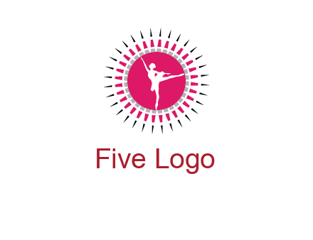 dancing ballerina in fancy pointy circle arts logo icon