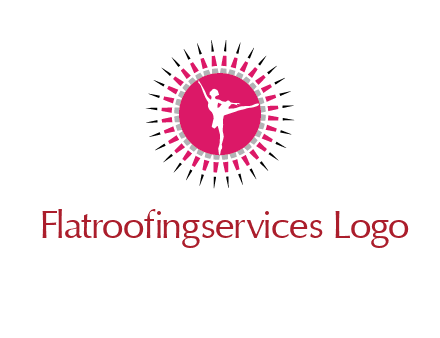 dancing ballerina in fancy pointy circle arts logo icon