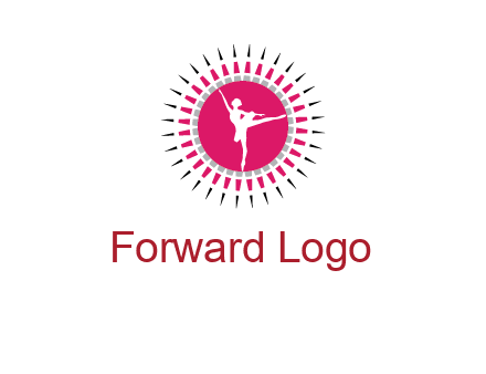 dancing ballerina in fancy pointy circle arts logo icon