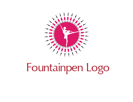 dancing ballerina in fancy pointy circle arts logo icon