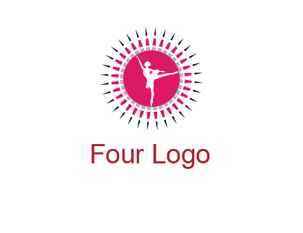 dancing ballerina in fancy pointy circle arts logo icon