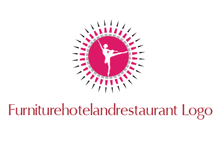 dancing ballerina in fancy pointy circle arts logo icon