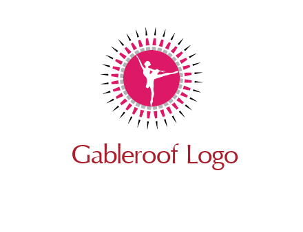 dancing ballerina in fancy pointy circle arts logo icon