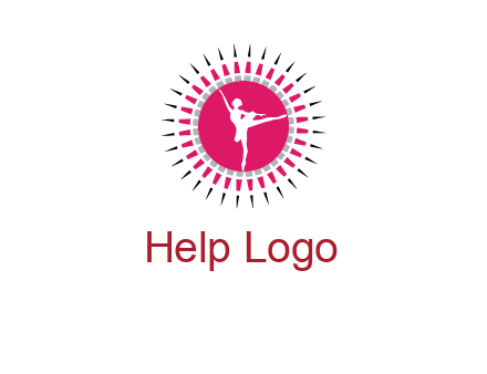 dancing ballerina in fancy pointy circle arts logo icon