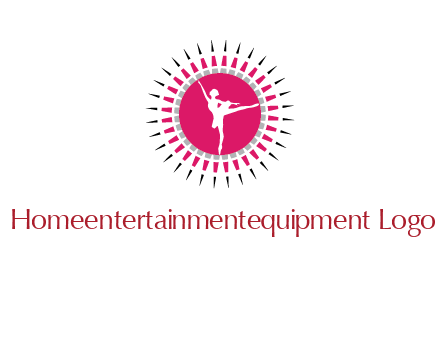 dancing ballerina in fancy pointy circle arts logo icon