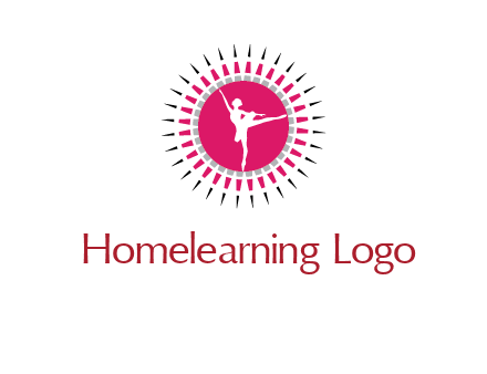 dancing ballerina in fancy pointy circle arts logo icon