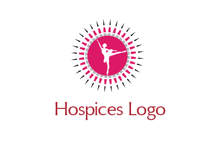 dancing ballerina in fancy pointy circle arts logo icon