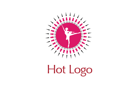 dancing ballerina in fancy pointy circle arts logo icon