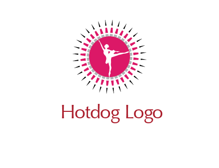 dancing ballerina in fancy pointy circle arts logo icon