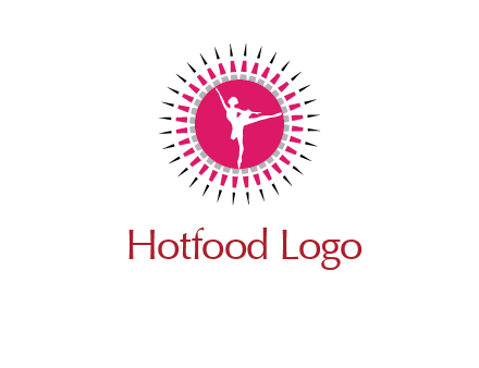 dancing ballerina in fancy pointy circle arts logo icon