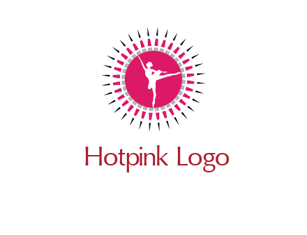 dancing ballerina in fancy pointy circle arts logo icon