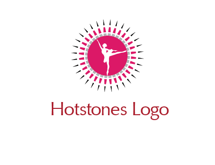 dancing ballerina in fancy pointy circle arts logo icon