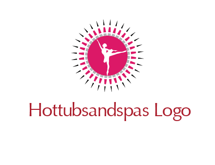dancing ballerina in fancy pointy circle arts logo icon