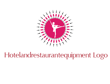 dancing ballerina in fancy pointy circle arts logo icon