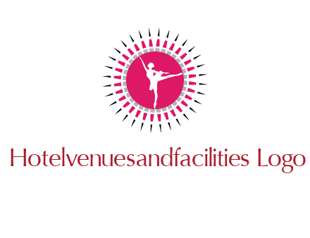 dancing ballerina in fancy pointy circle arts logo icon