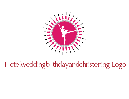 dancing ballerina in fancy pointy circle arts logo icon