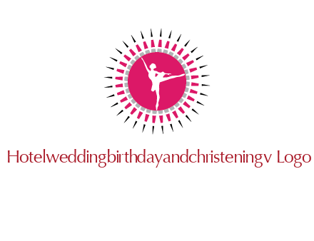 dancing ballerina in fancy pointy circle arts logo icon