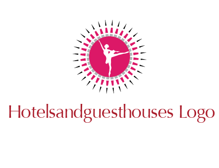 dancing ballerina in fancy pointy circle arts logo icon
