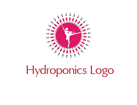dancing ballerina in fancy pointy circle arts logo icon
