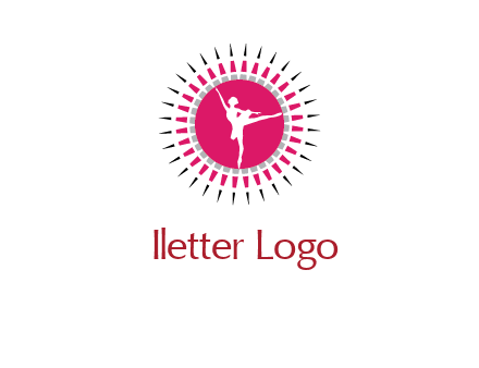 dancing ballerina in fancy pointy circle arts logo icon