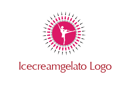 dancing ballerina in fancy pointy circle arts logo icon