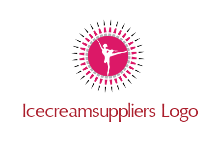 dancing ballerina in fancy pointy circle arts logo icon