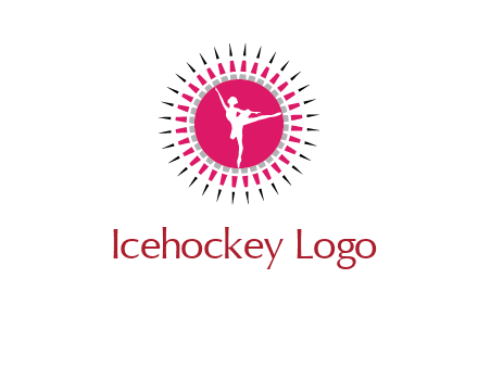 dancing ballerina in fancy pointy circle arts logo icon
