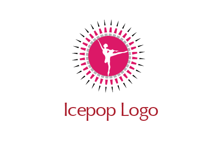 dancing ballerina in fancy pointy circle arts logo icon