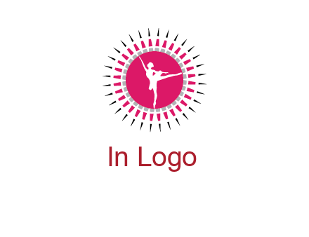 dancing ballerina in fancy pointy circle arts logo icon