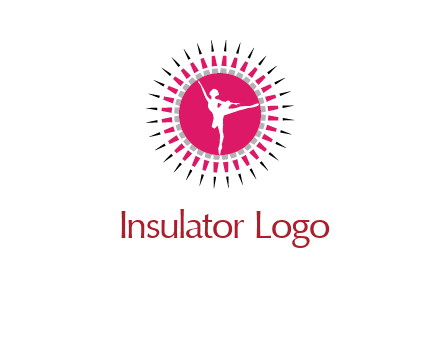 dancing ballerina in fancy pointy circle arts logo icon