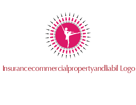 dancing ballerina in fancy pointy circle arts logo icon