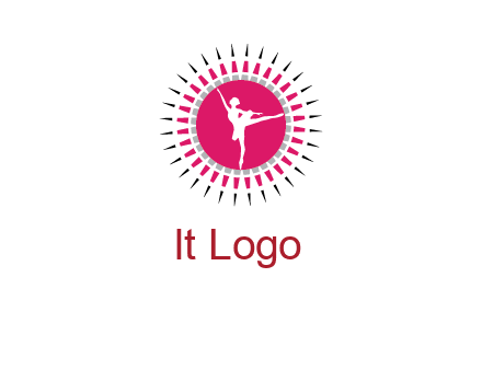 dancing ballerina in fancy pointy circle arts logo icon
