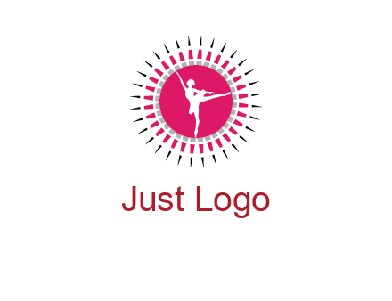 dancing ballerina in fancy pointy circle arts logo icon