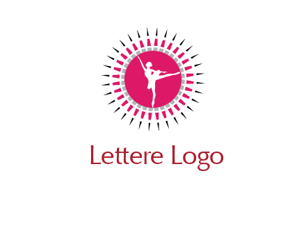 dancing ballerina in fancy pointy circle arts logo icon