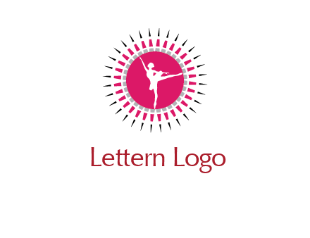 dancing ballerina in fancy pointy circle arts logo icon