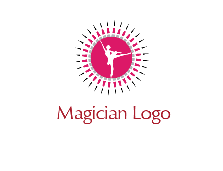 dancing ballerina in fancy pointy circle arts logo icon