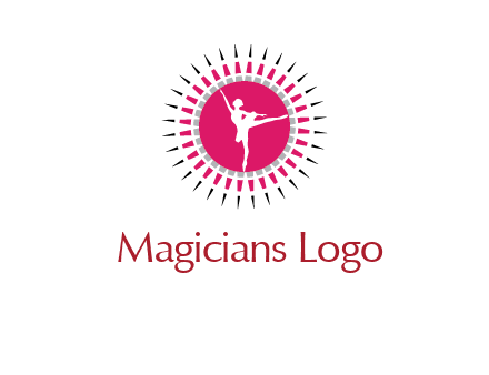 dancing ballerina in fancy pointy circle arts logo icon