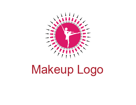 dancing ballerina in fancy pointy circle arts logo icon