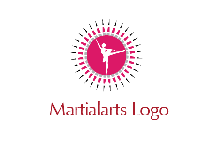 dancing ballerina in fancy pointy circle arts logo icon
