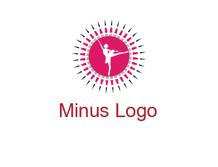 dancing ballerina in fancy pointy circle arts logo icon