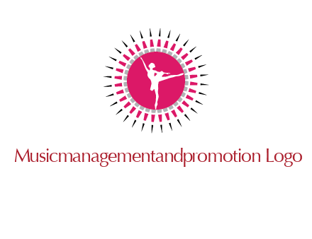 dancing ballerina in fancy pointy circle arts logo icon