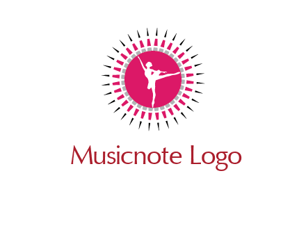 dancing ballerina in fancy pointy circle arts logo icon
