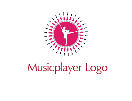 dancing ballerina in fancy pointy circle arts logo icon