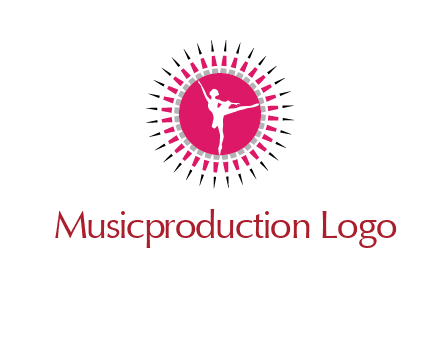 dancing ballerina in fancy pointy circle arts logo icon