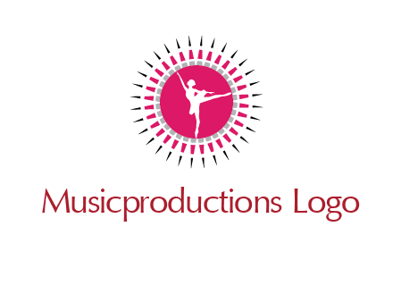 dancing ballerina in fancy pointy circle arts logo icon