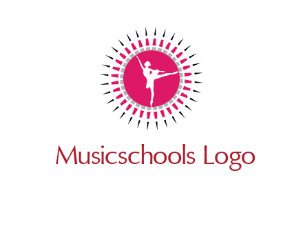 dancing ballerina in fancy pointy circle arts logo icon