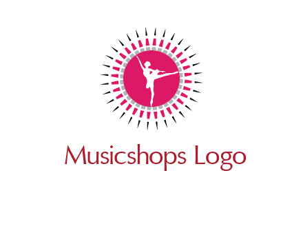 dancing ballerina in fancy pointy circle arts logo icon
