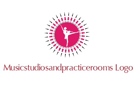 dancing ballerina in fancy pointy circle arts logo icon